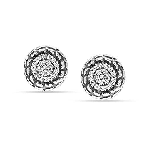 Pendientes de tuerca antiguos de plata 925 Charmsy con circonitas para mujer