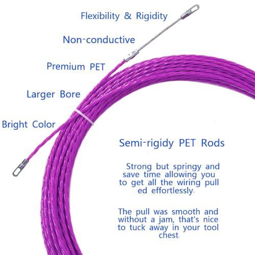 Image of 10M 33Ft Fish Tape Cable Puller Cable Rods Kit PET Electrical Cable Puller 4mm Through Wall Wire Guide Device Threader Fish Cable Fastener