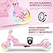 Scooter for Kids Ages 3-10 - Kids Kick Scooters with Led Light Up Wheels & 3 Levels Adjustable Handlebar, Lightweight Foldable 2 Wheel Girly Pink Scooter, Christmas Birthday Gifts for Girls Boys.