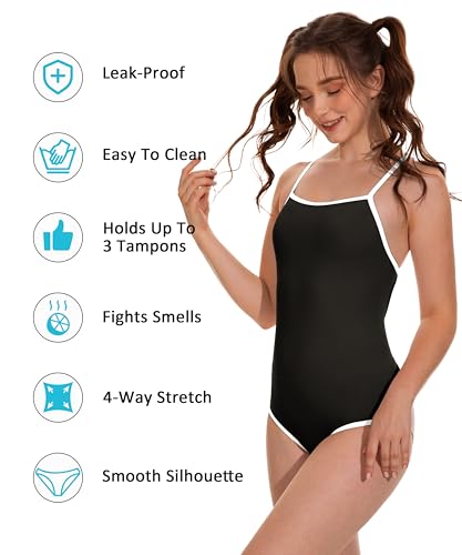Image of Beautikini Period Swimwear - One Piece Bathing Suit Menstrual Leakproof Swimsuit for Teen Girls and Women