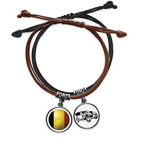 Bracelet Coupe du Monde de football belge drapeau national en corde tressée main