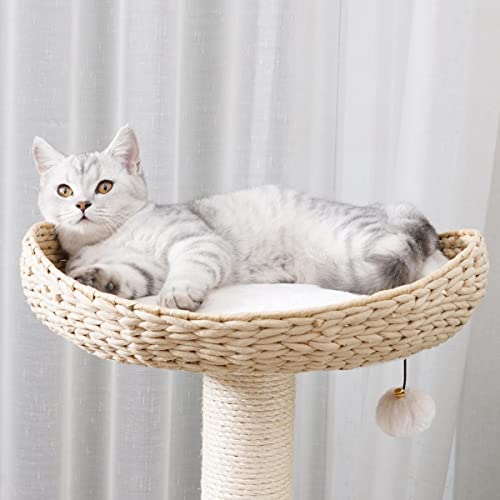 Agile 60" Premium Real Pine Plywood Cat Tree Condo Tower With Natural Sisal Scratching Climbing Posts And Handwoven Baskets (Josie) #TOP4