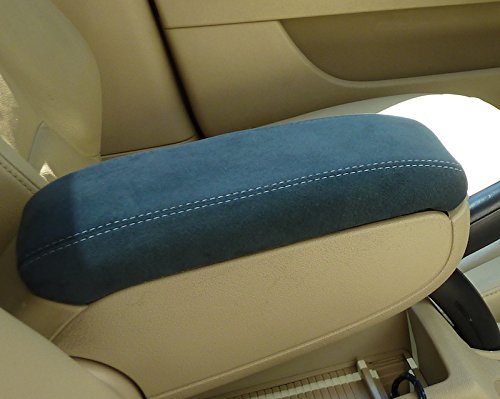 RedlineGoods armrest Cover Compatible with Audi A3 2003-12. Tailor Made - not Universal. Genuine top-Grade Italian Black Leather with Blue Thread