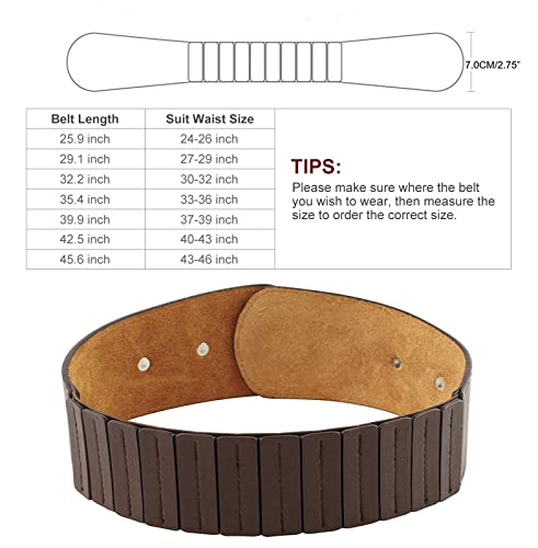 Jasgood Womens Fashion Vintage Wide Elastic Stretch Waist Belt With Interlock Buckle Plus,Coffee,Suit Waist 30-34Inch #TOP4
