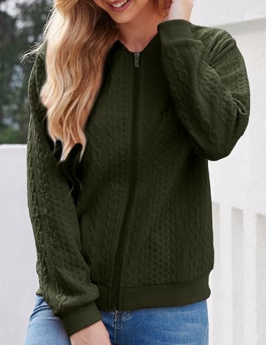Image of WROLEM Zip Up Sweatshirts for Women Casual Outfits Cardigan Outerwear Trendy Winter Jackets Coat