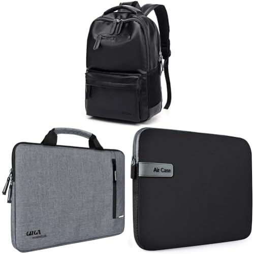 Image of AirCase Vegan Leather Laptop Bag Backpack for Men & Women, 22 l, Black, Fits Upto 15.6 inch Laptop,