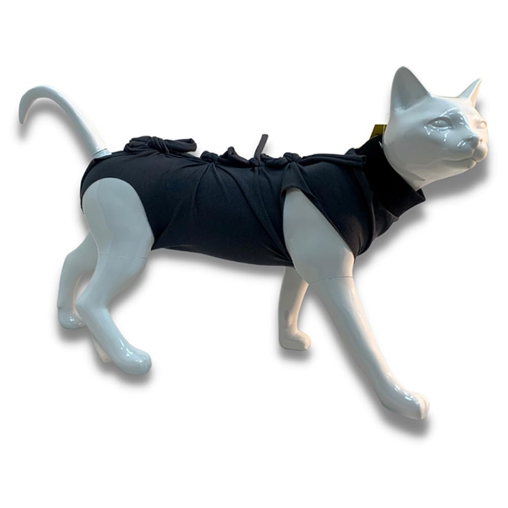 A+a Pets' Cat Everyday Clothing, for Post Surgery Recovery, Abdominal Wounds or Skin Diseases | Breathable Cotton (Grey, M)