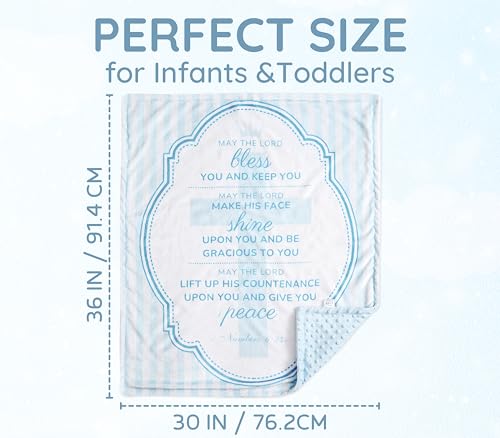 Image of Huglanket Baptism Gifts for Boys - Baptismal Gifts, Christening Gifts for Baby Boys - Baby Dedication Gifts from Godmother, Godfather, Godparent - Blue Plush Dimple Dot Soft Fleece Blanket, 30 inchx 36 inch