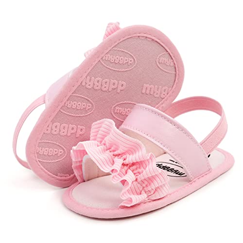 Baby Infant Shoes Boy Girl Sandals First Walkers Crib Shoes Lightweight Soft Sole Flat Shoes Summer (Pink, 6 Toddler)3
