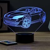 Lampe Fan Mégane 3 Rs 16 Couleurs NON PERSONNALISÉ, Avec Un Nom Ou Un Message, 3D LED Illusion Lampe Disponible en Plusieurs Modèles, Lampe de Chevet à Lumière d’ambiance Parfaite Pour Tout le Monde