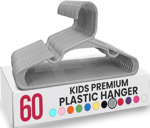 Image of Utopia Home 60 Pack Kids Hangers - 11.5 Inch Plastic Baby Hangers for Closet - Childrens Hanger for Clothes & Infant Hanger for Closet - for Everyday Standard Use (Gray)