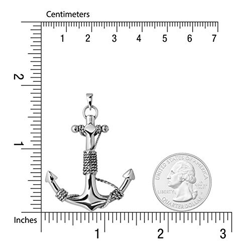 WithLoveSilver 925 Sterling Silver 40mm Charm Rope Anchor Pendant4