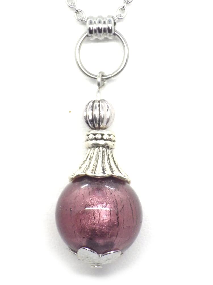 Conjunto de joyería pendientes, collar y pulsera en acero inoxidable, hematites y cuentas de cristal de Murano violeta