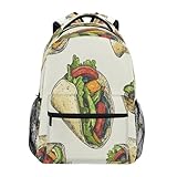 Mochila Infantil Fast Food Tacos Retro Bolsa De Deporte Moderna Mochila Escolar Clásico Bolsa De Viaje para Juveniles Mujeres Universitaria