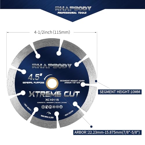 Image of RHAPSODY 4 1 /2 Inch Diamond Saw Blade, Segmented General Purpose Blade