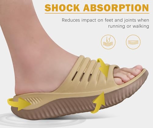 Image of KuaiLu Womens Recovery Sandals With Comfortable Plantar Fasciitis Support,Ladies Orthotic Open Toe Sport Slides Thick Cushion Reduces Stress on Feet,Joints & Back Post-Exercise