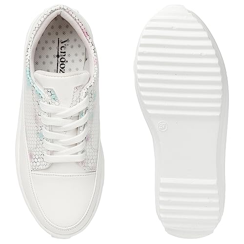Image of Vendoz Women Casual White Multicolor Sneakers