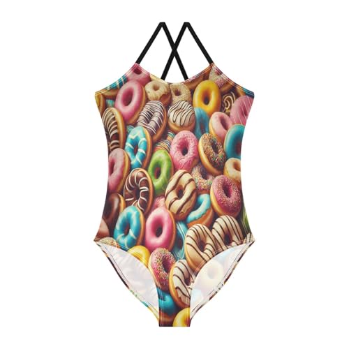 Donuts Colorful Swimsuit for Girls Bathing Suit Summer Beach One Piece Swimsuits Swimwear