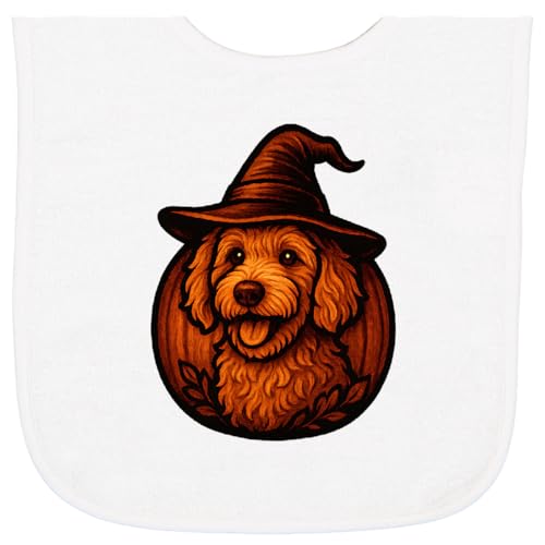 inktastic Halloween Goldendoodle Dog Witch Pumpkin Baby Terry Cloth Bib