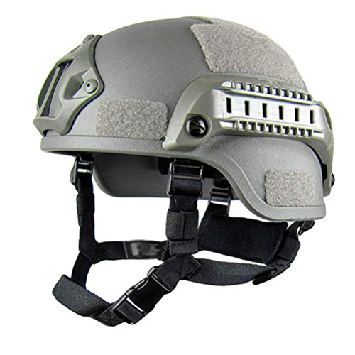 Jitong Casque Tactique Style Militaire Casque de Extérieur avec Vision Nocturne Sport Camera Mount pour CQB Tir Airsoft Paintball - Gris
