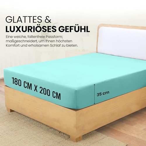 Utopia Bedding - Spannbettlaken 180x200cm - Spa Blau - Gebürstete Polyester-Mikrofaser Spannbetttuch - 35 cm Tiefe Tasche 2