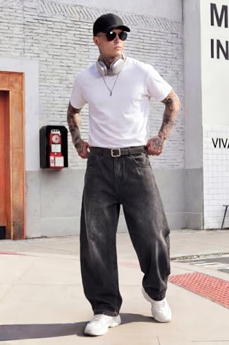 Image of GINGTTO Men's Baggy Barrel Jeans Wide Leg Y2K Denim Pants | Loose Fit Streetwear Casual Hip Hop Skater Vintage Style