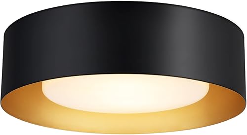 Goomavi Lámparas de techo modernas de montaje empotrado, minimalista de 12.5 pulgadas, redonda cerca del techo, lámpara de techo de metal negro y