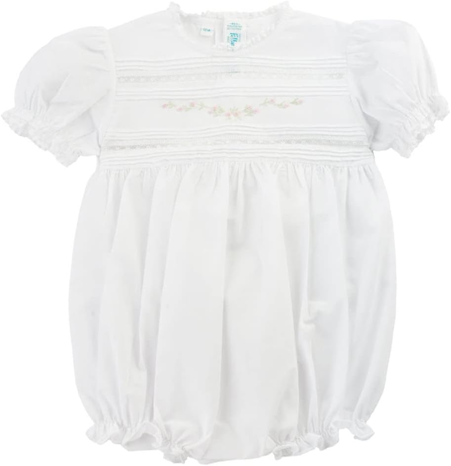 Feltman Brothers Infant Girls White & Pink Bubble Outfit Lace Trim 12 Months
