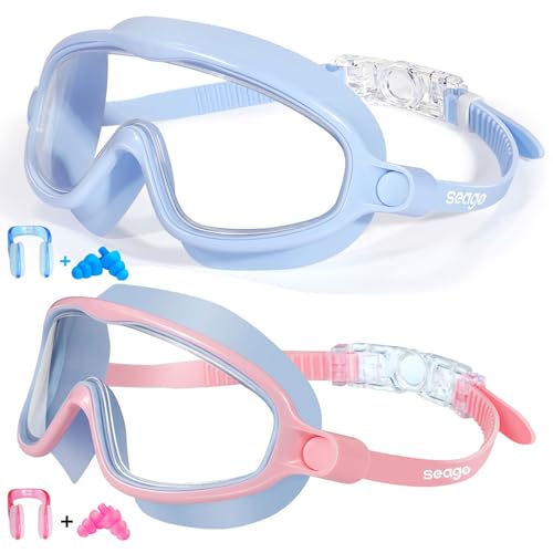 Seago Kids Goggles for Swimming No Leaking Anti-Fog Outer Eye Fit with Wide View UV Protection...