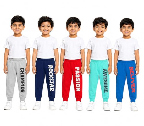 Image of NammaBaby Baby Boys Regular Fit Mid Rise Cotton Printed Track Pants Trackpants (Assorted Prints)