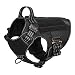ICEFANG Tactical Dog Harness,K9 Working Dog Vest,No Pulling Front Clip Leash Attachment,Hook and Loop Panel for ID Badge,Sturdy Handle (M (25"-30" Girth), Black-4x Metal Buckle)