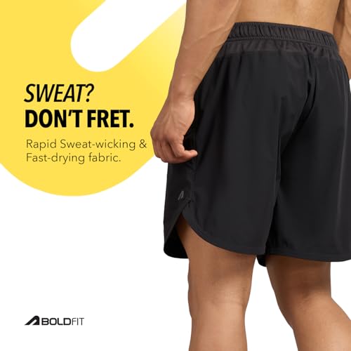 Image of Boldfit Shorts for Men Running Men Shorts Relaxed Fit Gym Shorts for Men Workout, Training Lightweight Shorts for Men Sportswear & Outdoor Nylon Spandex Quick Dry Mens Shorts Gym Shorts