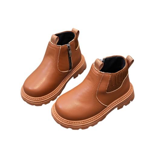 Kids Girls Ankle Boots Side Zipper Leather Chelsea Booties Winter Fall Waterproof Outdoor Toddlers Shoes3