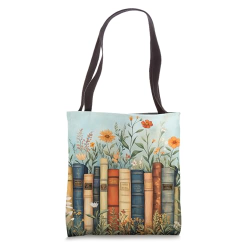 Bolso Tote con Diseño Floral Acuarela Bookworm miniatura 1