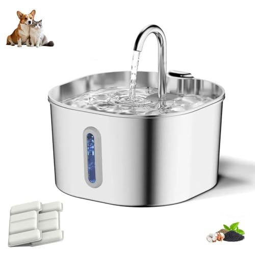 Catvitalis Fuente de Agua Gatos,Cat Vitalis Fuente Gatos,Acero Inoxidable 304 con Filtración Triple, Flujo Atractivo para Prevenir Deshidratación (Paquete de 2 Cartucho de Filtro Blanco)