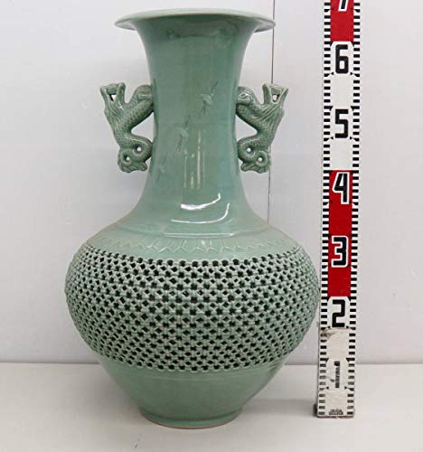 伝統工芸 高級品|高麗青磁 壺青磁の花器|芸泉 |高さ 65㎝ G4491