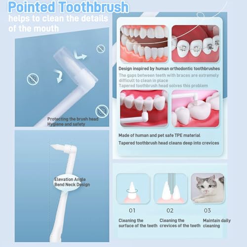 Image of 5 Pack Small Dog Toothbrush Kit, 360 Pet Toothbrush & Cat Silicone Toothbrush with Storage Cup & Soft Bristles Tooth Brush & Mini Head Oral Brush, Dental Care for Kitten Doggie