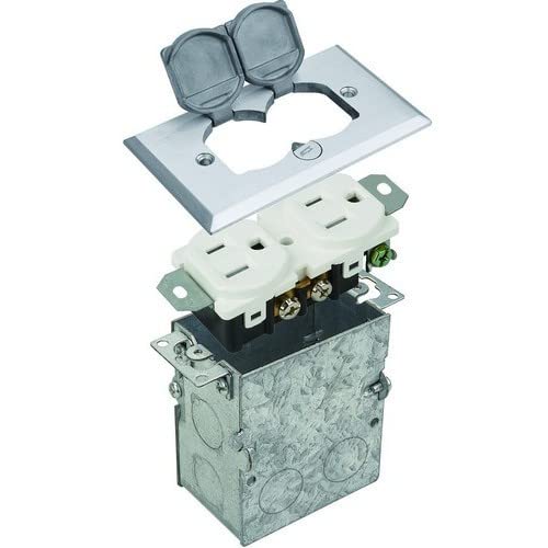 Morris 84001 Residential Floor Box, Hinged Lid, Nickel Plated Brass, White Receptacle, 5-Pack