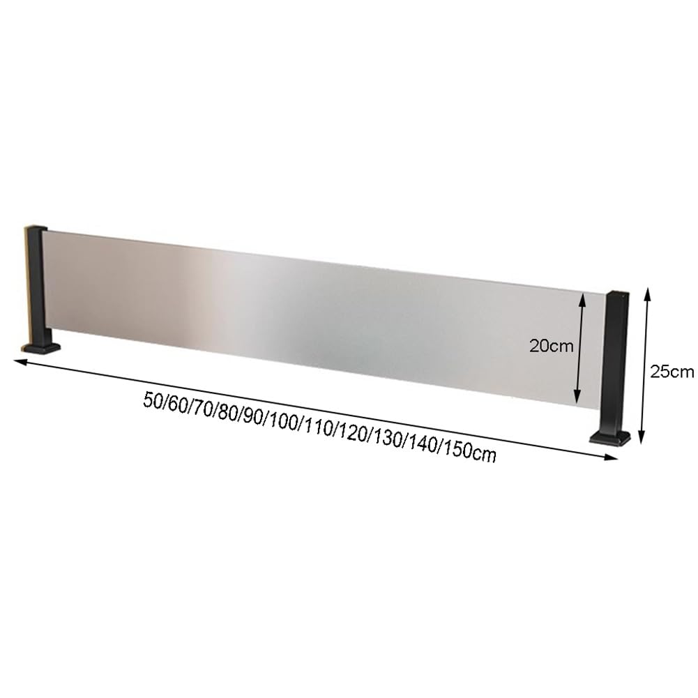 Genérico Mamparas de Cristal Rayado para Comedor, divisores de Acero Inoxidable translúcido, Valla Decorativa Baja para restaurantes y mostradores (Negro, 50 x 25 cm)