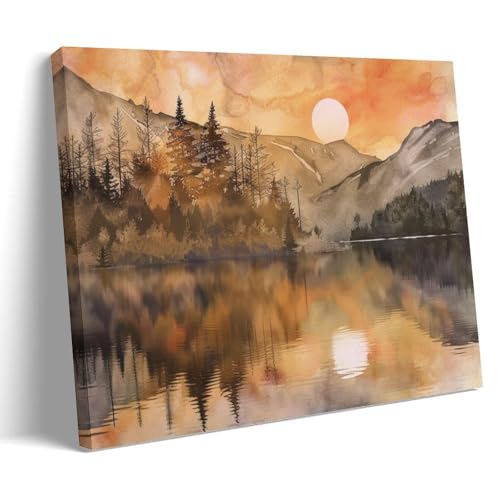 Peinture sur toile de forêt au coucher de soleil châssis haute qualité