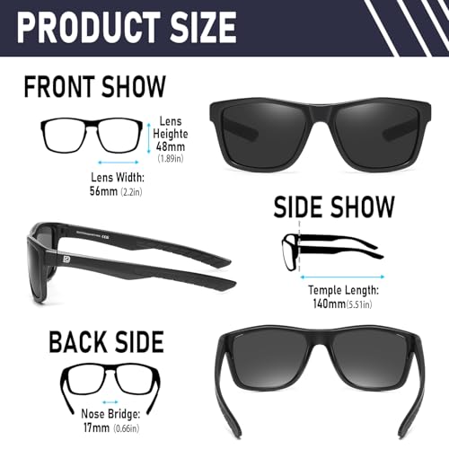 DUCO Polarized Sunglasses for Men Retro Square Shades with UV400 Protection Lightweight for Driving & Running DC63082