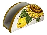 Handmade Italian Ceramic Napkin Holder - Lemon Design - Decorative Kitchen & Dining Table Accessory - Rustic Tuscan Style - Unique Gift From Italy - Sunflower Pottery