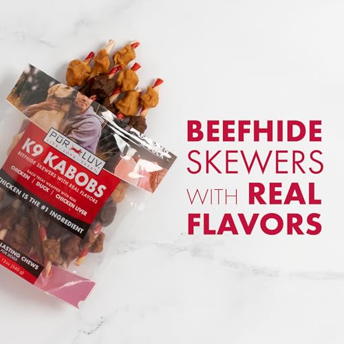 Image of Pur Luv Dog Jerky Treats, 16oz + Chicken and Duck K9 Kabob Treats, 12oz, Healthy, Easily Digestible, Long-Lasting, High Protein Dog Treats, Satisfies Dog's Urge to Chew