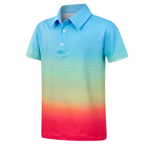 westwolf Boys Hawaiian Polo Shirt Golf Blue Red Gradient Stripes 11-12 Year - image 1