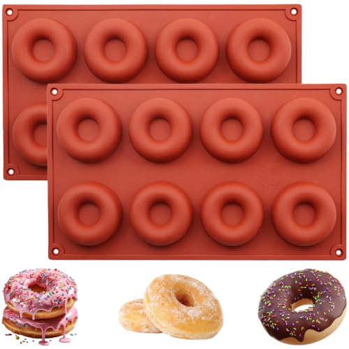 YXHZVON Moule Donuts Silicone, 2 Pièces Muffin Moule a Donuts Patisserie 8 Cavités,...