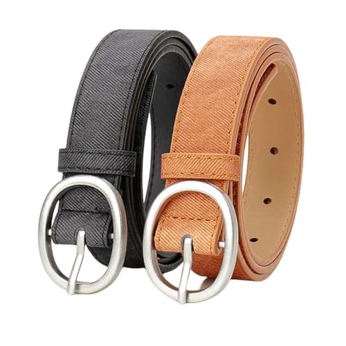 Minimally Designed Blue Women's Belt Oval Silver Needle Buckle Pu Leather Girdle Dress Decorative Accessory Black Waistband3