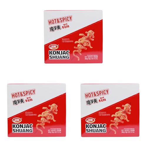 WeiLong Konjac Snack, Spicy Hot Strips, Spicy Snacks Latiao La tiao, Chinese Snacks Moyushuang, Spicy Flavor, 卫龙辣条，魔芋爽(香辣), 18g*20 Bags, Pack of 3