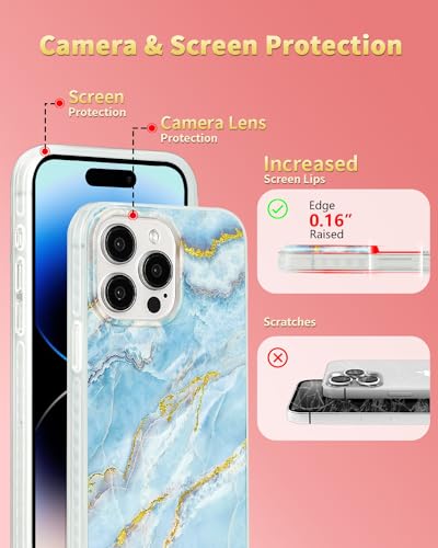 Coque iPhone 15 Pro antichoc MagSafe marbre bleu contre rayures - 6