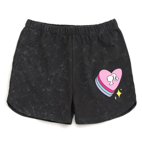 Barbie Little Girls' Washed French Terry Tee and Shorts Set Dark Grey 7-8 - image 6