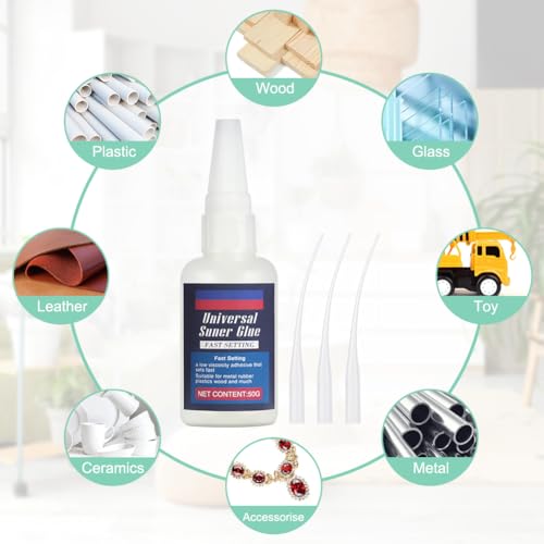 Miniatura 4 de Flintronic Super Glue, 3 Frascos 50 G Superglue Extra Fuerte Universal, Pegamento Instantáneo Con Micropuntas De Pegamento, Transparente Pegamento Zapatos, Pegamento De Aceite, Para Cerámica, Madera